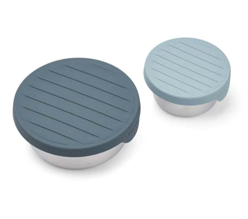 Liewood - Fiby snackboks sæt 2 pak - Stål & Silikone sea blue Whale blue mix